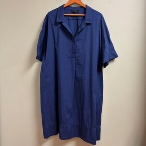 Lafayette 148 New York Zamira Collar Shirt Dress Size 3X Quiet Luxury Minimalist